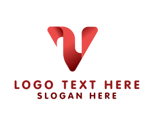 Modern Ribbon V Logo