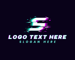 Techno - Game Glitch Letter S logo design
