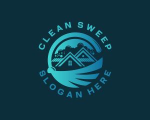 Custodian - House Broom Janitorial logo design