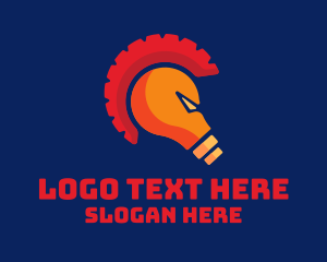 Helmet - Spartan Idea Light Bulb logo design