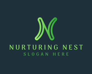 Organic Wellness Letter N logo design