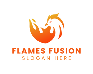 Flaming Chicken Restaurant logo design