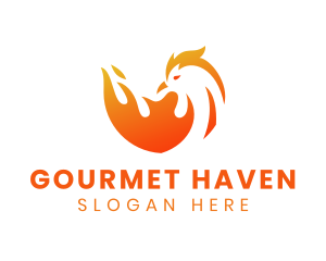 Flaming Chicken Restaurant logo design