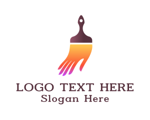 House Paint - Gradient Paintbrush Hand logo design