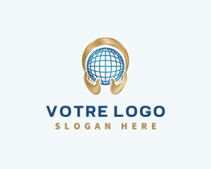 Care - International Globe Hand logo design