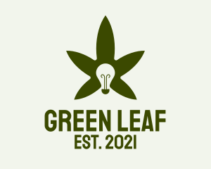 Cannabis Leaf Light Bulb  logo design