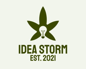 Cannabis Leaf Light Bulb  logo design