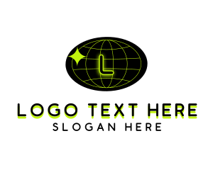 Lettermark - Y2K Technology Glow Globe logo design