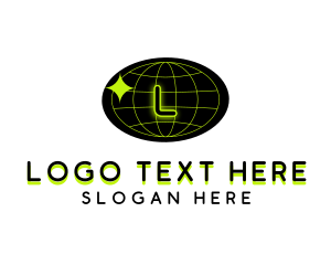 World - Y2K Technology Glow Globe logo design