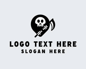 Dia De Los Muertos - Skull Ghost Scythe logo design
