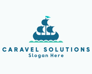 Caravel - Sea Sailing Carrack logo design