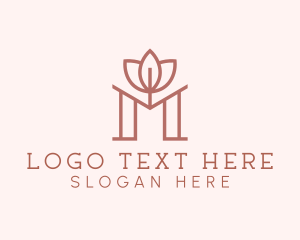 Floral Lotus Letter M logo design