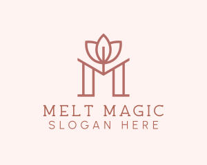 Floral Lotus Letter M logo design