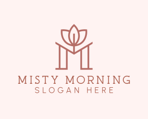 Floral Lotus Letter M logo design