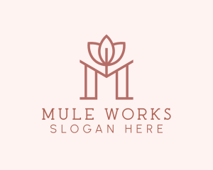 Floral Lotus Letter M logo design