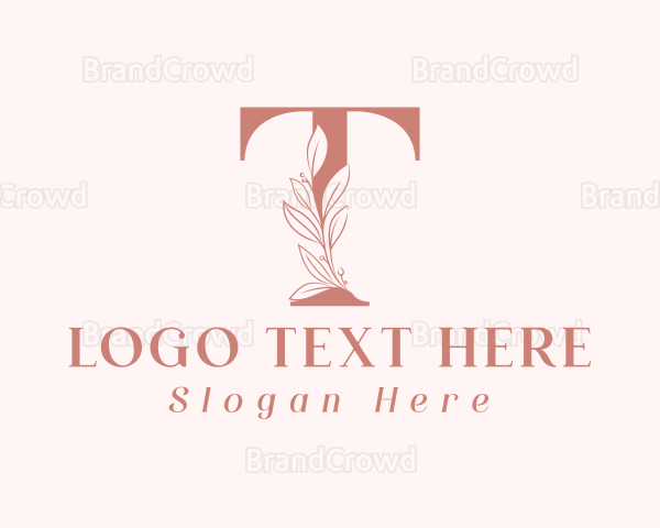 Elegant Leaves Letter T Logo