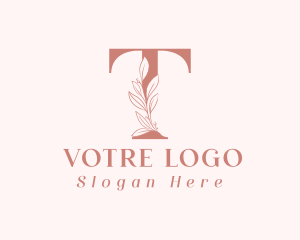Elegant Leaves Letter T Logo