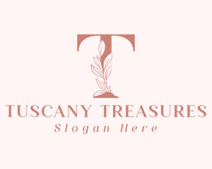 Elegant Leaves Letter T logo design