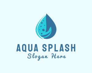 Water Droplet Hand logo design