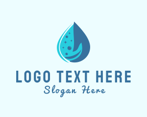 H2o - Water Droplet Hand logo design