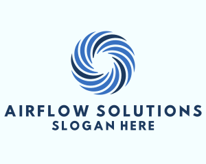 Blue Wind Turbine  logo design