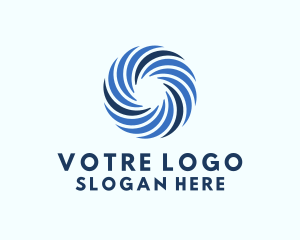 Meteorology - Blue Wind Turbine logo design