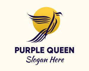 Purple Brush Sun Bird logo design