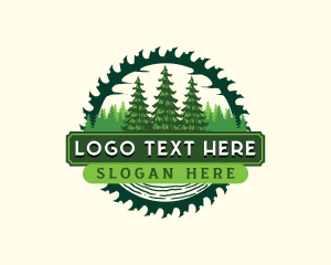 Sawblade - Forest Pine Tree Woodwork logo design