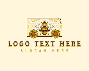 Vintage - Kansas Bee Sunflower logo design