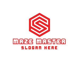 Maze Ploygon Hexagon Letter S logo design