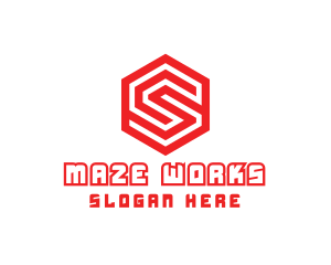 Maze Ploygon Hexagon Letter S logo design