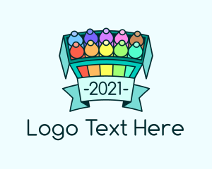 School - Crayon Box Banner logo design