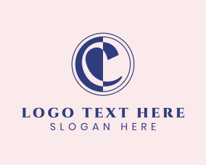 Blue - Blue Negative Space Letter C logo design