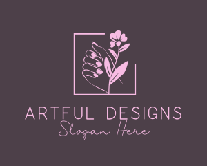 Feminine Fingernail Flower logo design