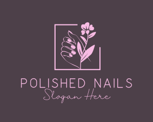 Feminine Fingernail Flower logo design