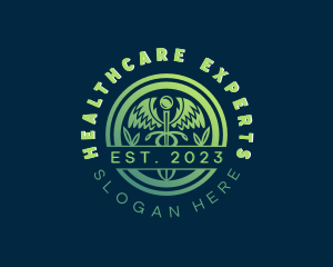 Healthcare Caduceus Staff logo design