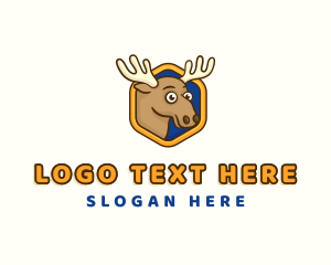 Happy - Moose Elk Horns logo design