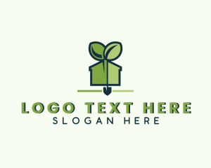 Landscaper - Shovel Greenhouse Plant logo design