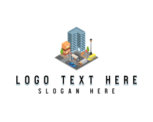 Traffic - Isometric City Building logo design