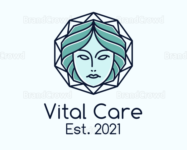 Blue Woman Geometric Logo