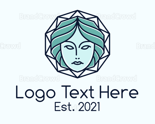 Blue Woman Geometric Logo