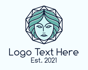 Face - Blue Woman Geometric logo design