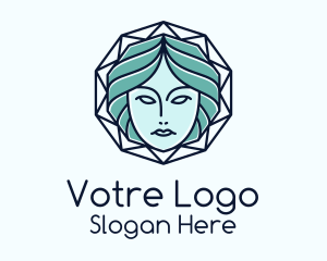 Blue Woman Geometric Logo