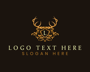 Luxury - Deer Floral Shield logo design