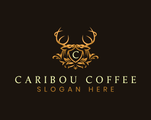 Caribou - Deer Floral Shield logo design