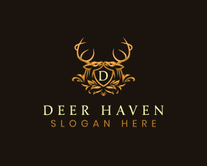 Deer Floral Shield logo design