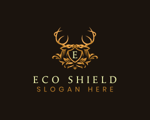 Deer Floral Shield logo design