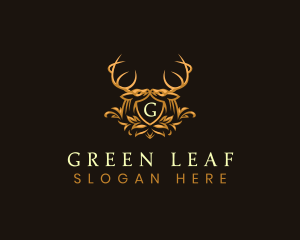 Deer Floral Shield logo design