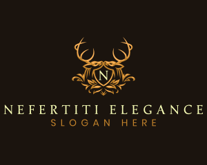 Deer Floral Shield logo design