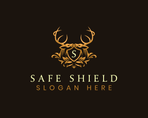 Deer Floral Shield logo design